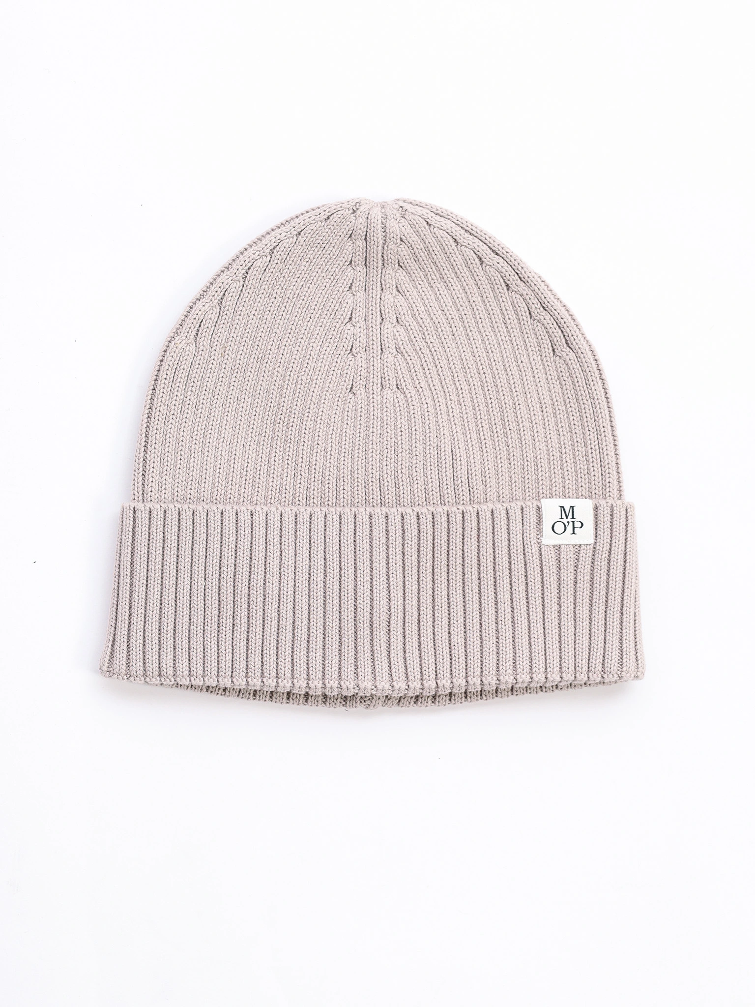 Шапка-бини бежевого цвета с отворотом из хлопка